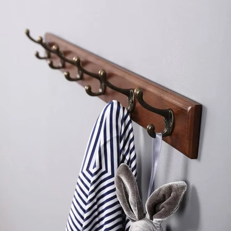 Furniture Hook Hardware - Wall Mounted Solid Wood Coat Rack