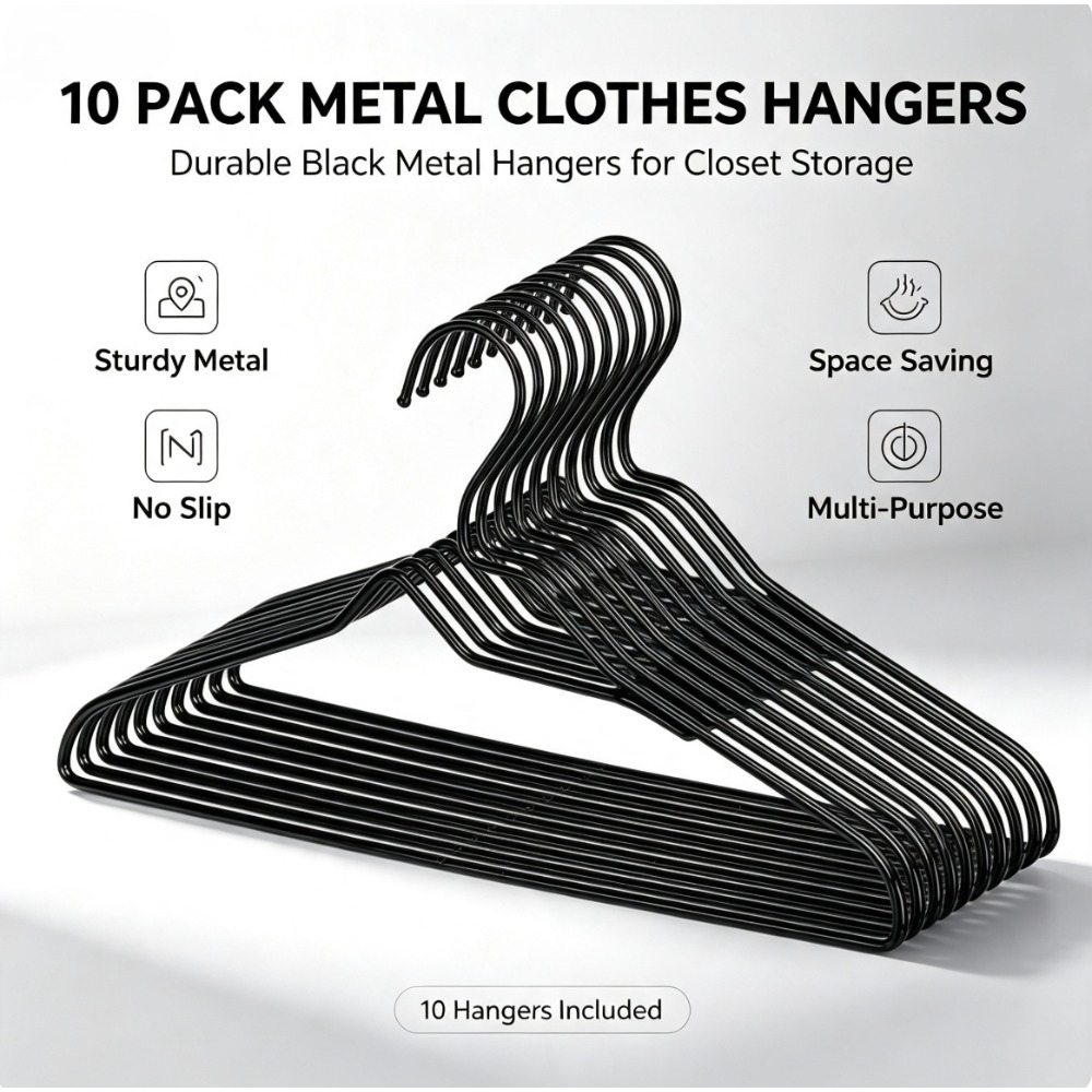 10‑Count Black Non‑Slip Clothi - Furniture Hardware Accessories recension och pris