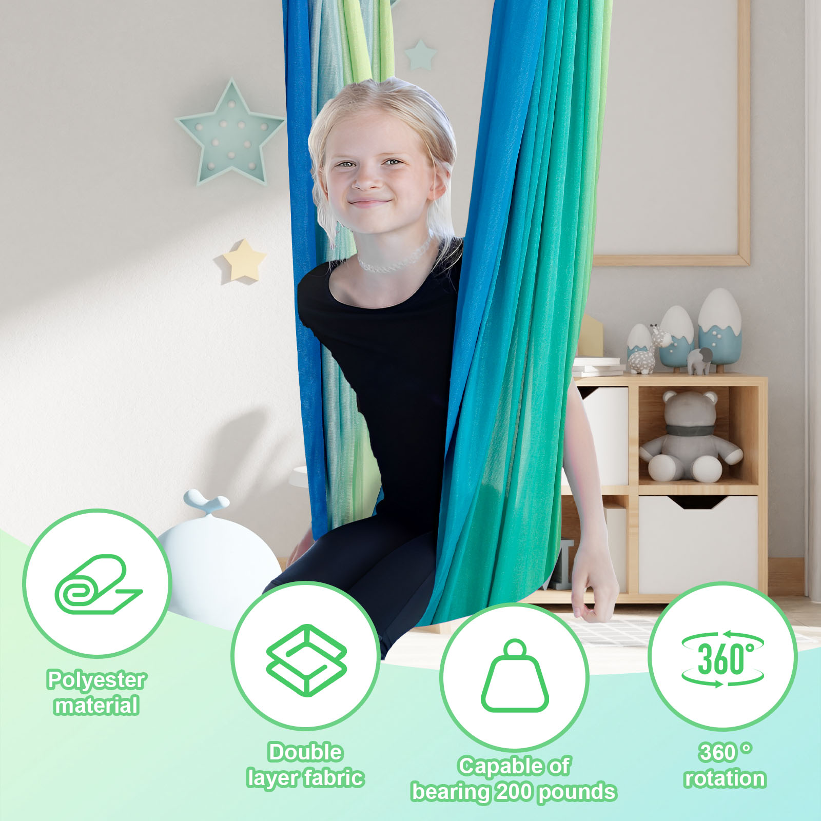 Kids Sensory Swings Double Lay - Furniture Hook Hardware recension och pris